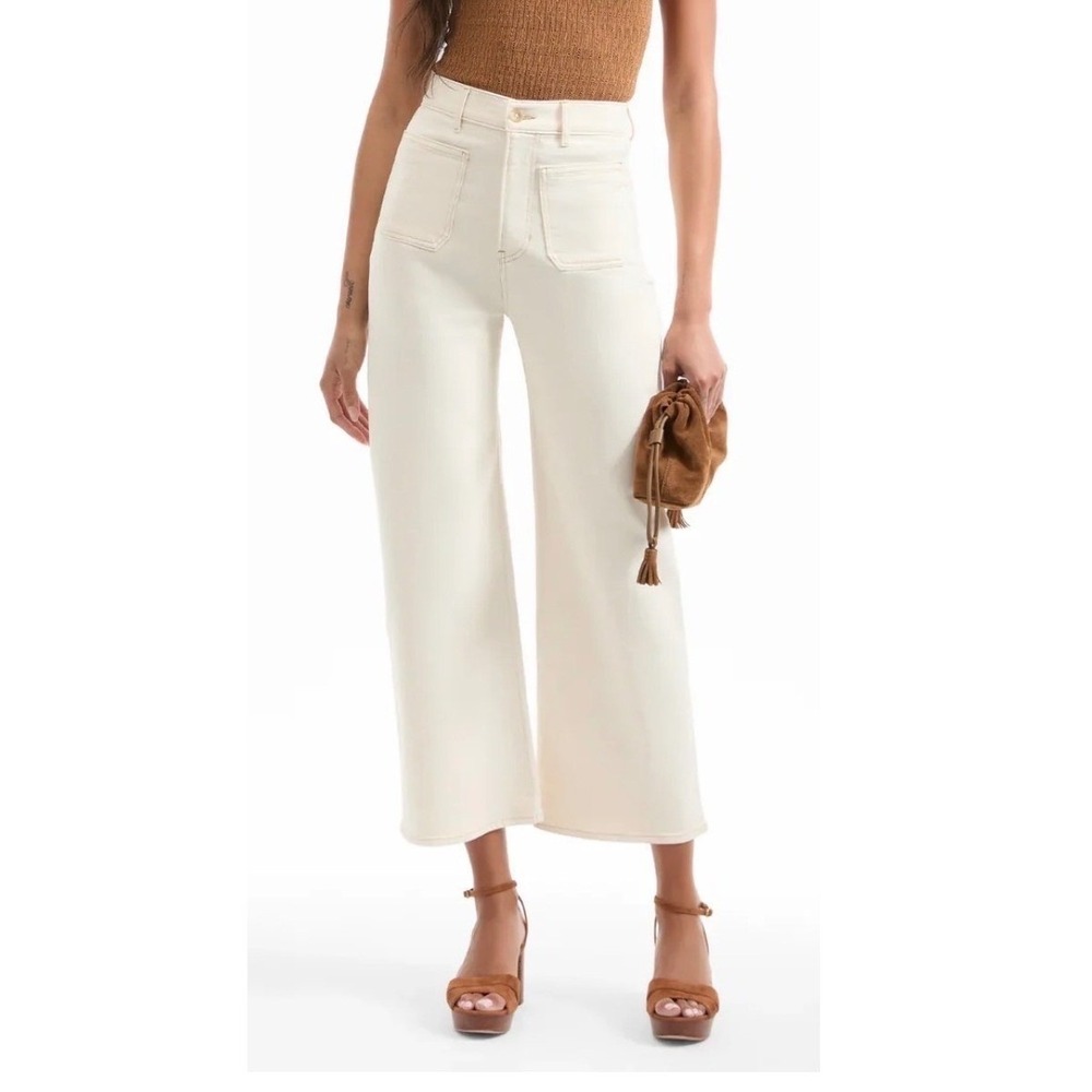 Veronica Beard Grant High Rise Wide Leg Crop Jeans White Size 30 NWT